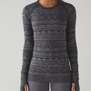Lululemon Women Rest Less Pullover Black Gray